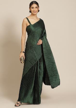 Picture of Fascinating Silk Forest Green Saree