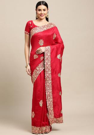 Picture of Excellent Net & Silk Crimson Saree