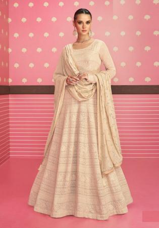 Picture of Georgette Pale Golden Rod Anarkali Salwar Kameez