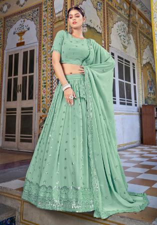 Picture of Marvelous Georgette Dark Sea Green Lehenga Choli