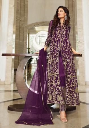 Picture of Alluring Net Brown Anarkali Salwar Kameez