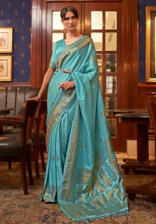 Picture of Marvelous Satin Cadet Blue Saree