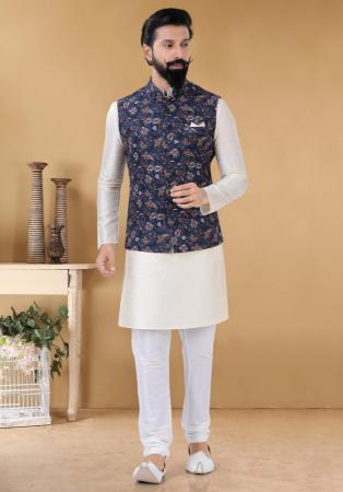 Picture of Elegant Silk Off White Kurtas