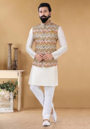 Picture of Exquisite Silk Off White Kurtas