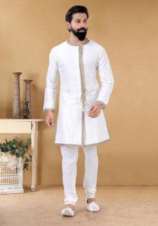 Picture of Delightful Cotton & Silk White Kurtas