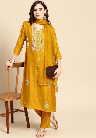 Picture of Ideal Organza Dark Golden Rod Kurtis & Tunic