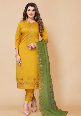 Picture of Lovely Chiffon Golden Rod Kurtis & Tunic