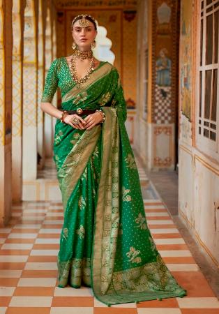 Picture of Splendid Silk Forest Green Saree