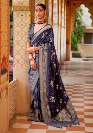 Picture of Stunning Silk Dark Slate Grey Saree