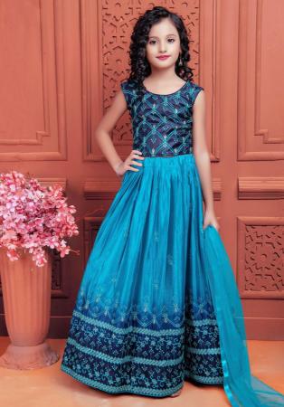 Picture of Radiant Silk Teal Kids Lehenga Choli