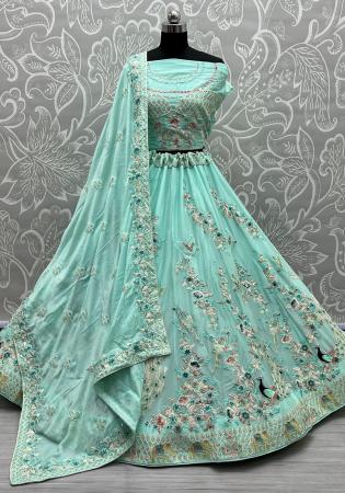 Picture of Wonderful Cotton & Silk Cadet Blue Lehenga Choli