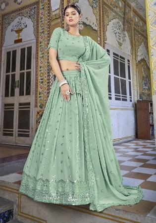 Picture of Stunning Georgette Dark Sea Green Lehenga Choli