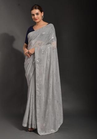 Picture of Amazing Georgette Dim Gray Saree