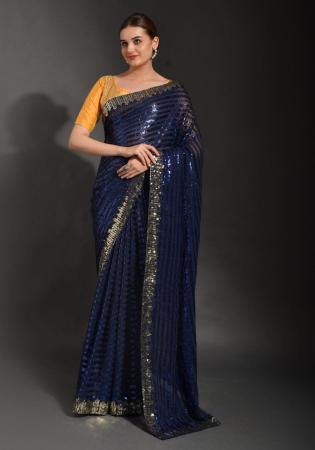 Picture of Amazing Georgette Indigo Saree