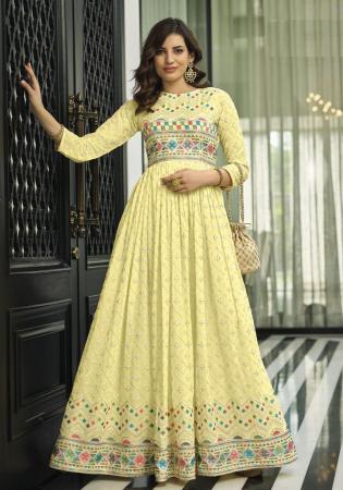 Picture of Good Looking Georgette Khaki Anarkali Salwar Kameez