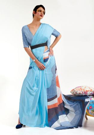 Picture of Excellent Crepe Light Sea Green Saree