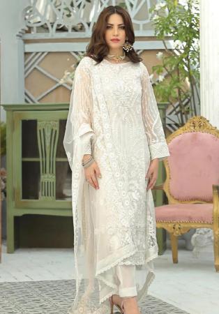 Picture of Alluring Synthetic White Straight Cut Salwar Kameez