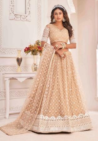 Picture of Charming Net Burly Wood Lehenga Choli