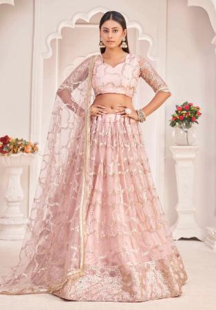 Picture of Resplendent Net Burly Wood Lehenga Choli