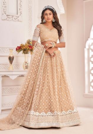 Picture of Alluring Net Burly Wood Lehenga Choli