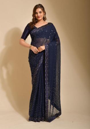 Picture of Ravishing Georgette Dark Slate Grey Saree