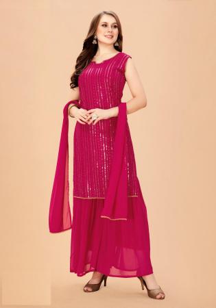 Picture of Delightful Georgette Crimson Readymade Salwar Kameez