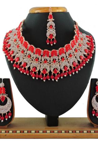 Picture of Exquisite Fire Brick Necklace Set