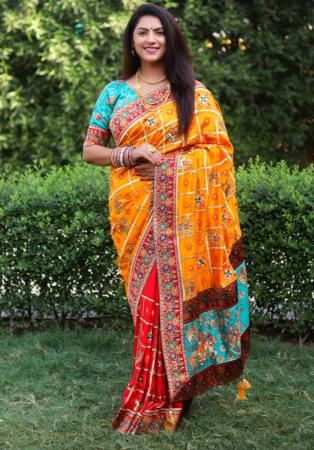 Picture of Beautiful Silk Dark Orange Saree