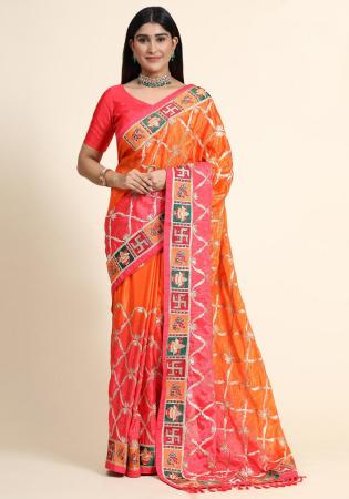 Picture of Delightful Silk Coral Saree