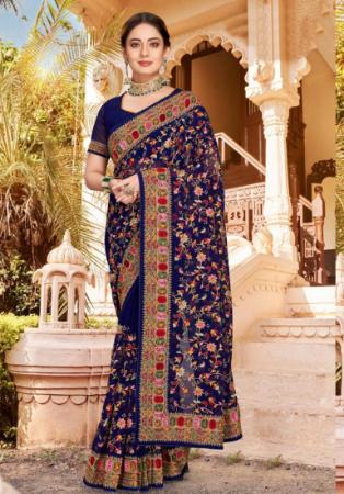 Picture of Beauteous Georgette Midnight Blue Saree