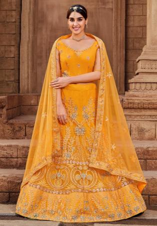 Picture of Graceful Net Orange Lehenga Choli