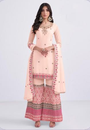 Picture of Georgette Antique White Straight Cut Salwar Kameez