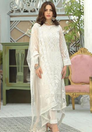 Picture of Pleasing Georgette White Straight Cut Salwar Kameez