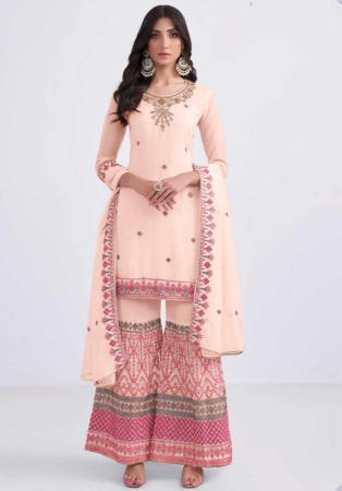 Picture of Georgette Burly Wood Straight Cut Salwar Kameez