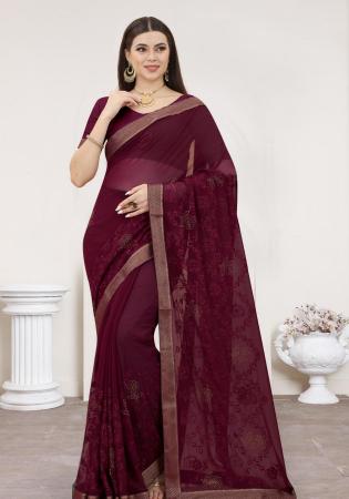 Picture of Pretty Silk Saddle Brown Saree