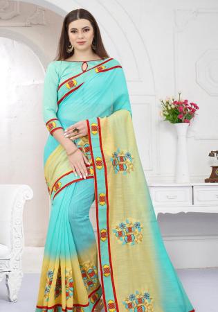 Picture of Delightful Silk Sky Blue Saree