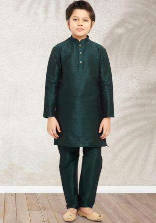 Picture of Pleasing Silk Dark Slate Grey Kids Kurta Pyjama