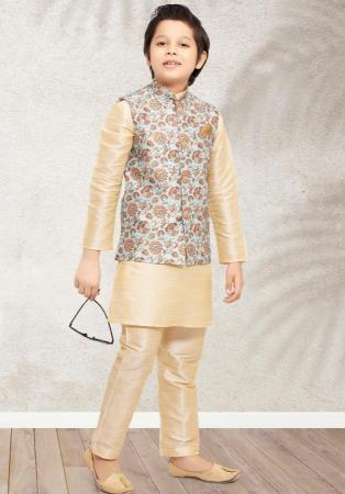 Picture of Delightful Silk Linen Kids Kurta Pyjama