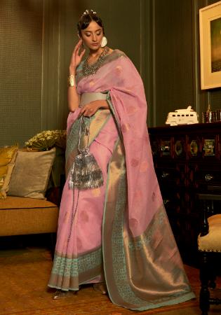 Picture of Excellent Linen Pale Violet Red Saree