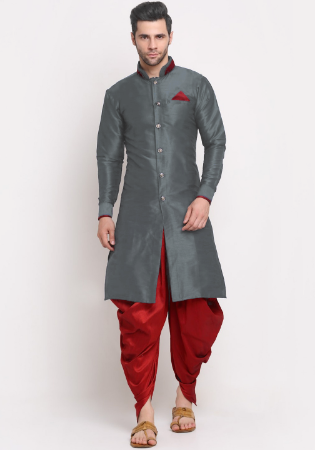 Picture of Statuesque Silk Slate Grey Kurtas