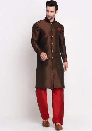 Picture of Excellent Silk Dark Olive Green Kurtas