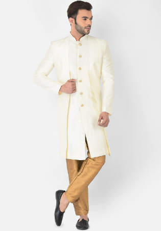 Picture of Alluring Silk Off White Kurtas