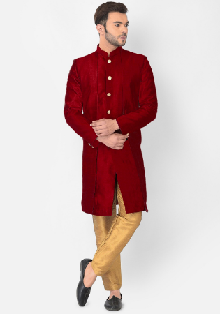 Picture of Elegant Silk Maroon Kurtas