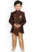 Picture of Elegant Silk Dark Olive Green Kids Kurta Pyjama