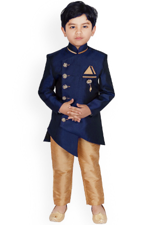 Picture of Splendid Silk Indigo Kids Kurta Pyjama