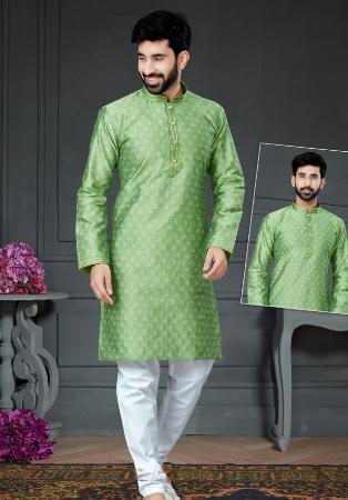 Picture of Sightly Cotton & Silk Dark Sea Green Kurtas