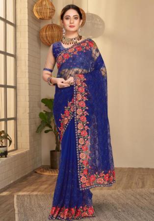 Picture of Nice Net Midnight Blue Saree