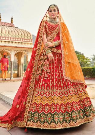 Picture of Radiant Satin Fire Brick Lehenga Choli