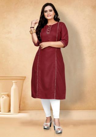 Picture of Appealing Cotton Maroon Kurtis & Tunic