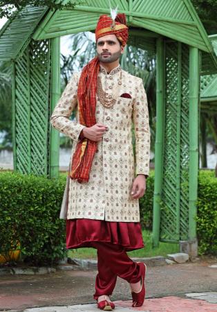 Picture of Splendid Silk Off White Sherwani